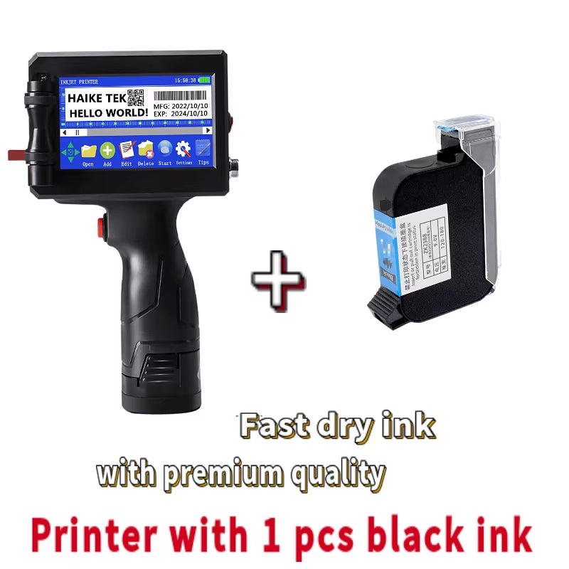 12.7MM Portable Handheld Inkjet Printer for Production Date Barcode Label Coding Machine Batch Number QR Quick Drying